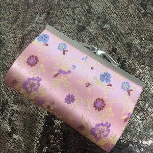 Pink satin clutch
